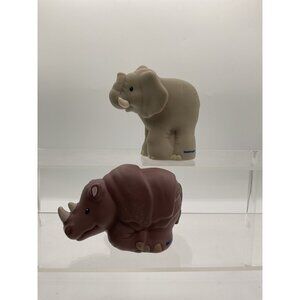 Fisher-Price Little People Zoo Talkers Elephant & Rhinoceros Figures 2011 Mattel